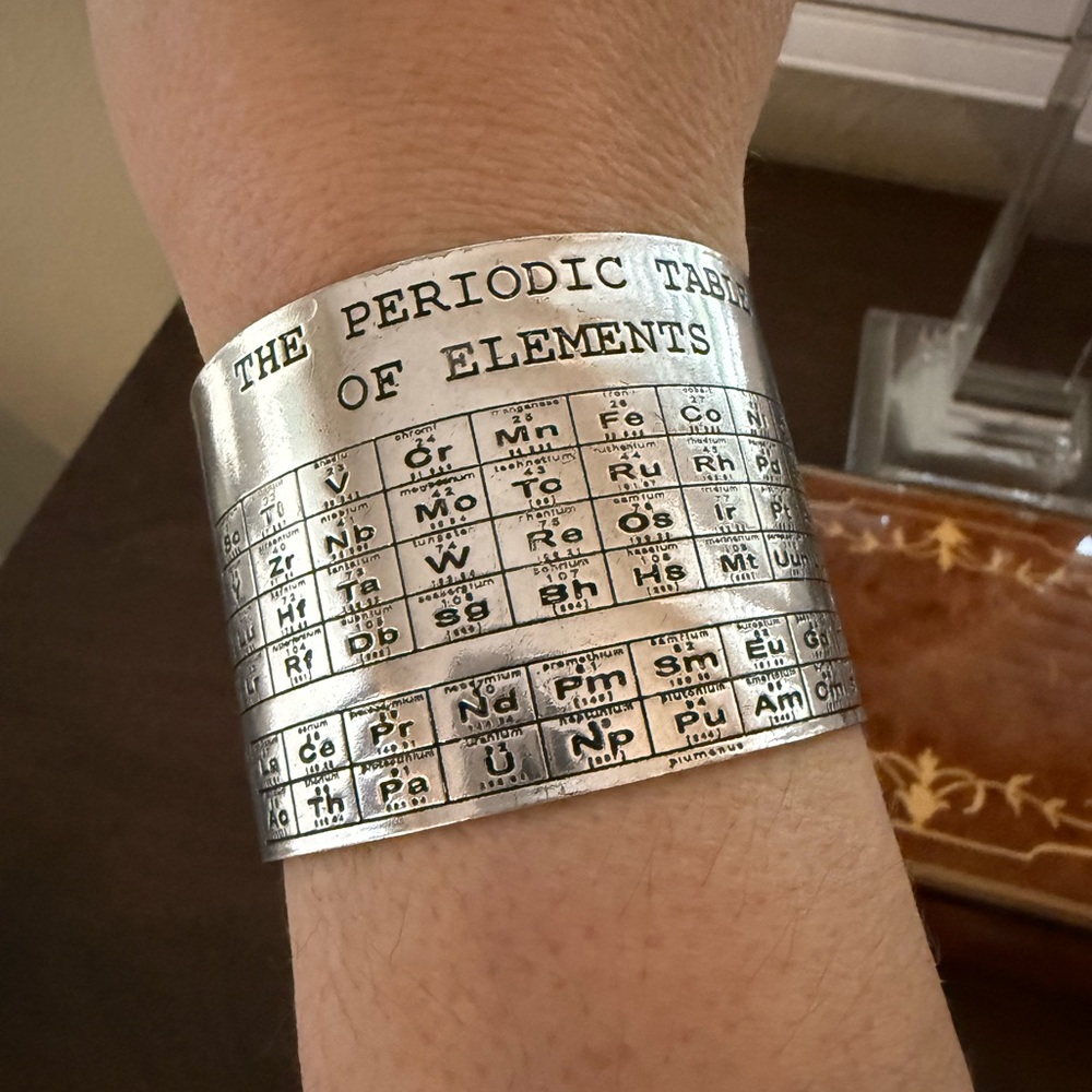 Silver Tone Periodic Table Cuff Bracelet